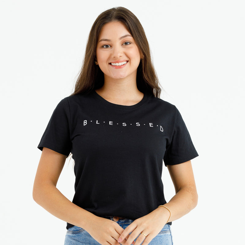 Camiseta Feminina Preta B.L.E.S.S.E.D