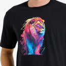 Camiseta Masculina Preta Leão Colorido