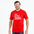 Camiseta Masculina Vermelha Fé & Amor Dourado