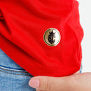 Camiseta Feminina Vermelha Fé & Amor Dourado