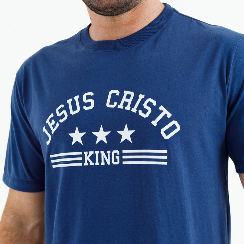 Camiseta Masculina Azul Jesus Cristo King