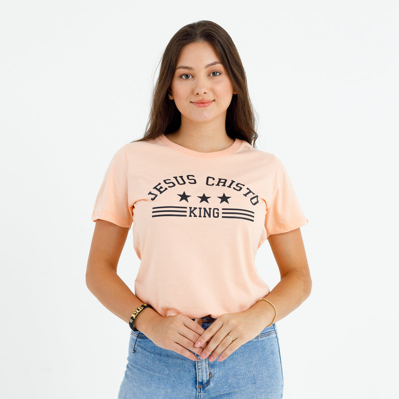 Camiseta Feminina Salmão Jesus Cristo King