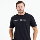 Camiseta Masculina Preta Calma, Confia.