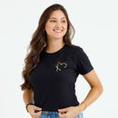 Camiseta Feminina Preta Cruz Coração Minimalista