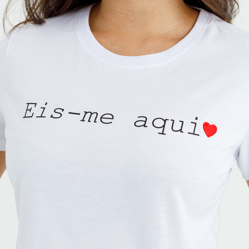 Camiseta Feminina Branca Eis-me aqui