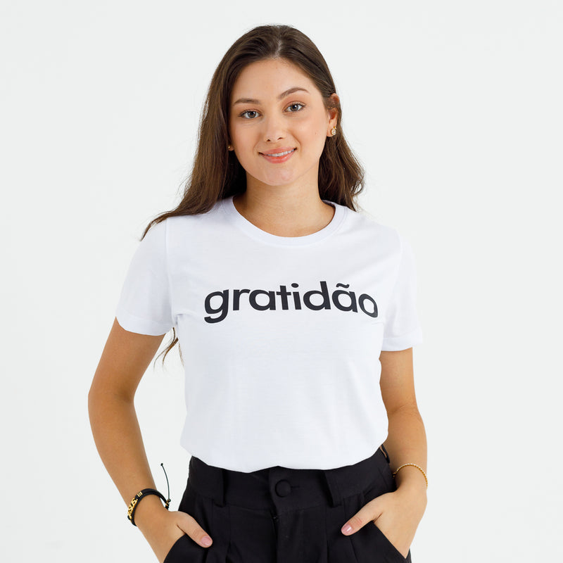 Camiseta Feminina Branca Gratidão