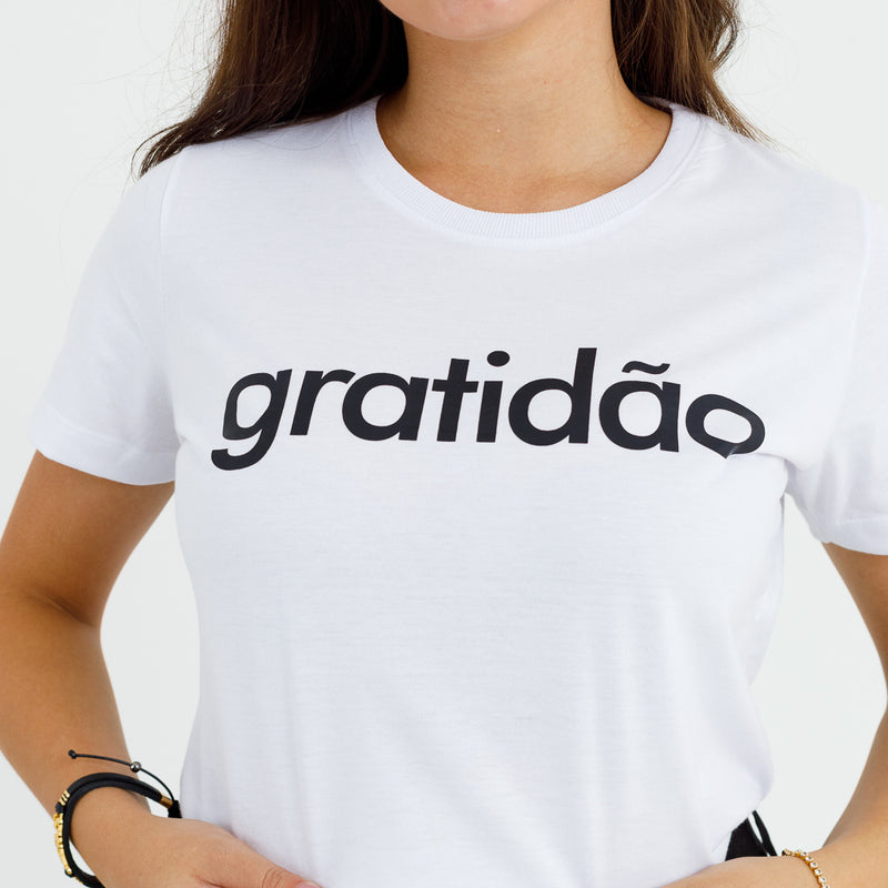 Camiseta Feminina Branca Gratidão