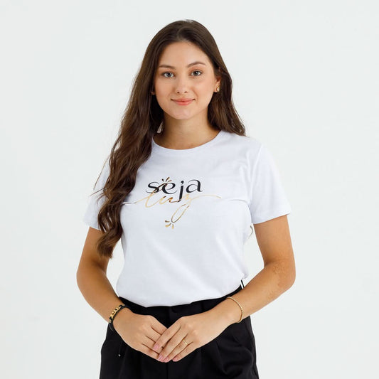 Camiseta Feminina Branca Seja Luz