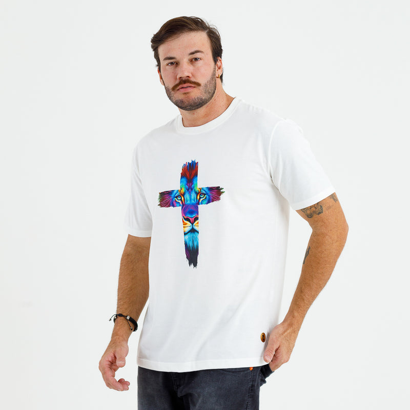 Camiseta Masculina Off White Cruz Leão Azul