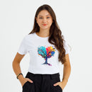 Camiseta Feminina Branca Árvore de Coração