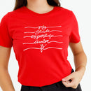 Camiseta Feminina Vermelha Paz Saúde Esperança Coroa