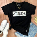 Camiseta Feminina Preta Atitude Holográfico