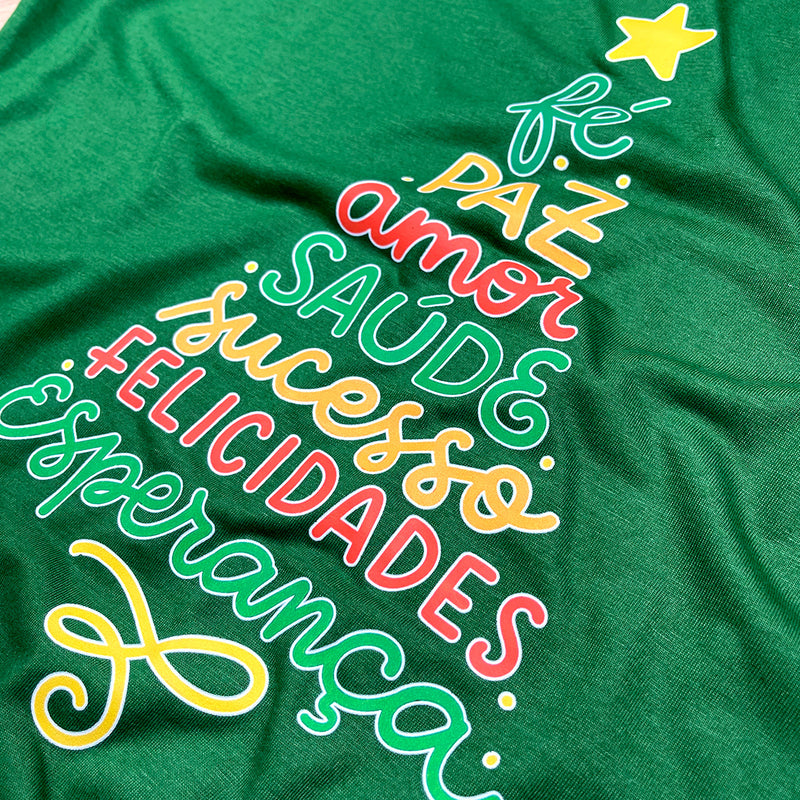 Camiseta Feminina Verde Arvore Fé Paz Color