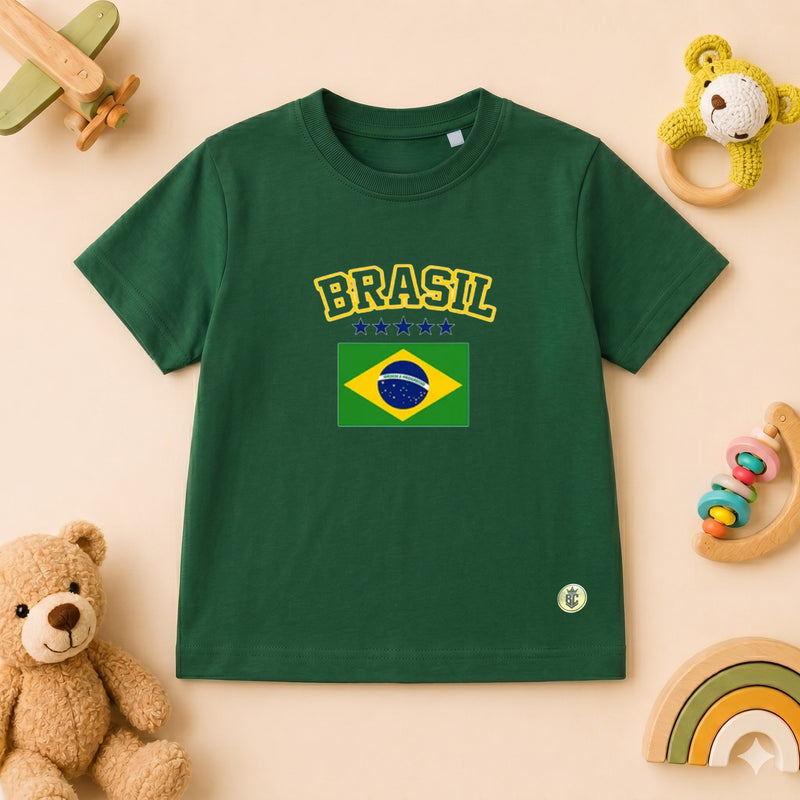 T-Shirt Infantil Verde Brasil Bandeira