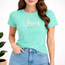 Camiseta Feminina Verde Menta Jesus Best Gift Ever Veludo