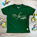 T-Shirt Infantil Verde Quem Planta Fé Dourado