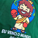 T-Shirt Infantil Verde Eu Venci o Mundo
