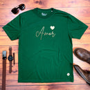 Camiseta Masculina Verde Amor Coração Dourado