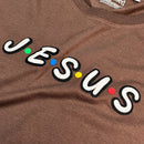 Camiseta Feminina Marrom Aplique J.E.S.U.S