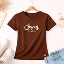 Camiseta Feminina Marrom Jesus Best Gift Ever Veludo