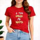 Camiseta Feminina Vermelha A Tua Graça Me Basta  Aplique