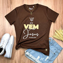 Camiseta Feminina Marrom Ora Vem Senhor Jesus
