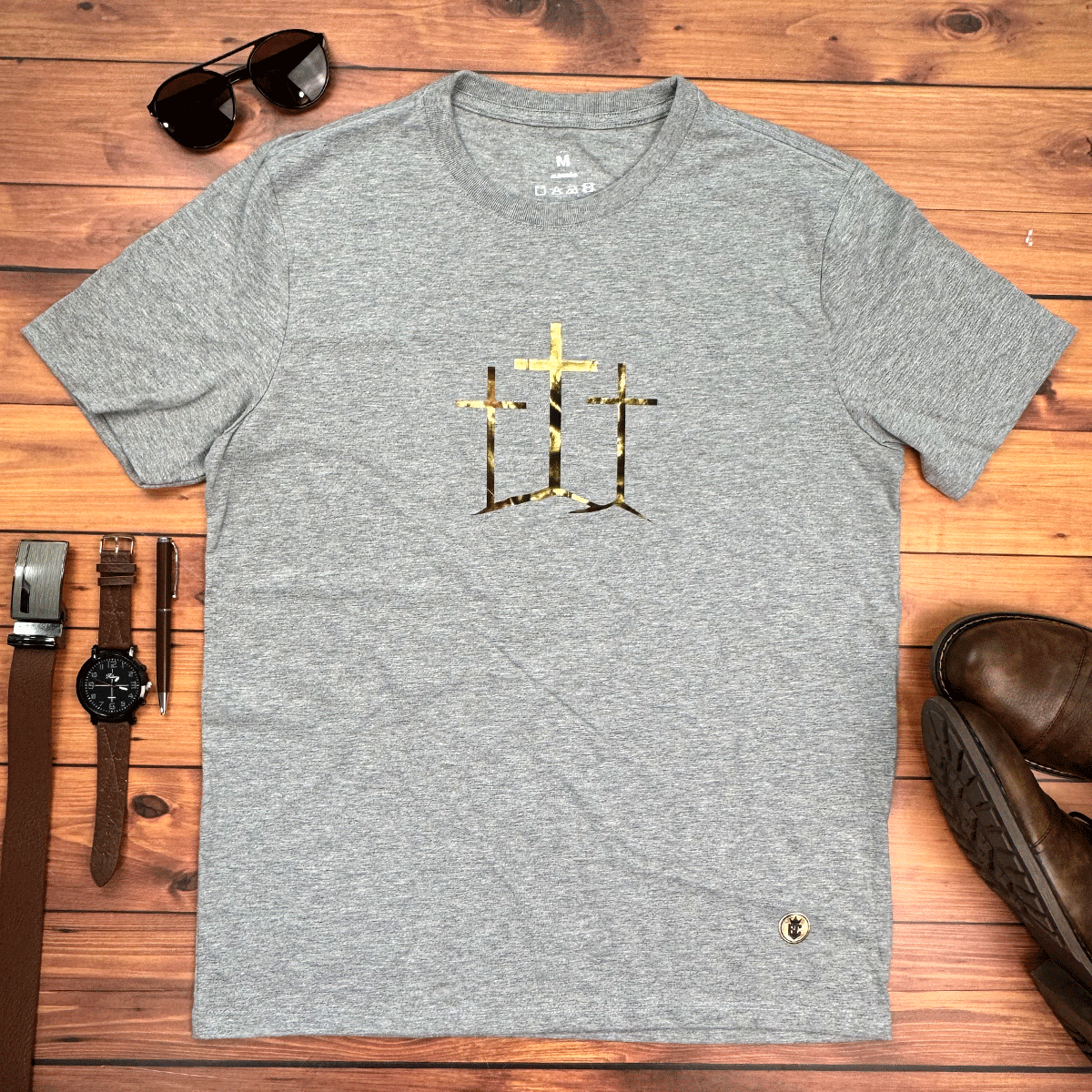 Camiseta Masculina Cinza Calvário