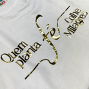 T-Shirt Infantil Branca Quem Planta Fé Dourado