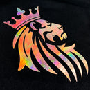 Camiseta Masculina Preta Leão Coroa Aplique Dourado