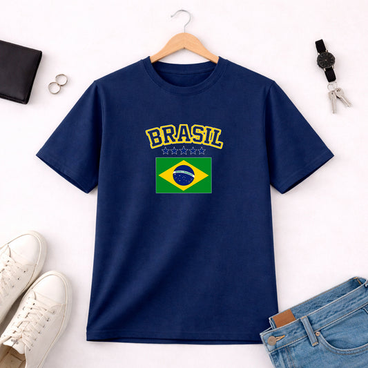 Camiseta Masculina Azul Brasil Bandeira