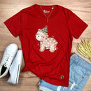 Camiseta Feminina Vermelha Urso Brilhante