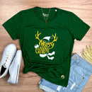 Camiseta Feminina Verde Rena Merry Christmas
