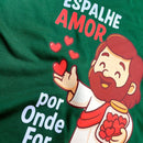 T-Shirt Infantil Verde Espalhe Amor Por Onde For