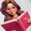 T-Shirt Infantil Branca Garota Bíblia