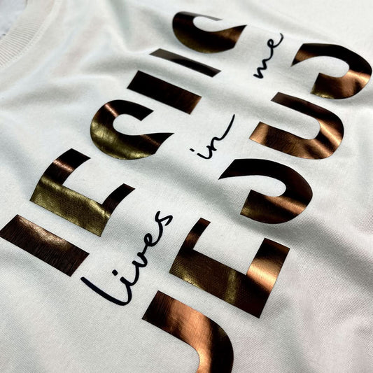Camiseta Masculina Off White  Jesus Lives In Me