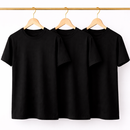 Kit 3 Camisetas Masculina Lisa Preta