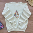 Moletom Off White Leão Coroa Aplique Dourado