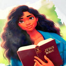 T-Shirt Infantil Off White Garota Bíblia Vinho