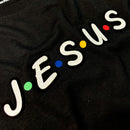 Camiseta Feminina Preta Aplique J.E.S.U.S