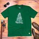 Camiseta Masculina Verde Árvore Joy Hope Love Peace Christmas
