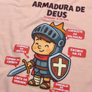 T-Shirt Infantil Salmão Armadura De Deus