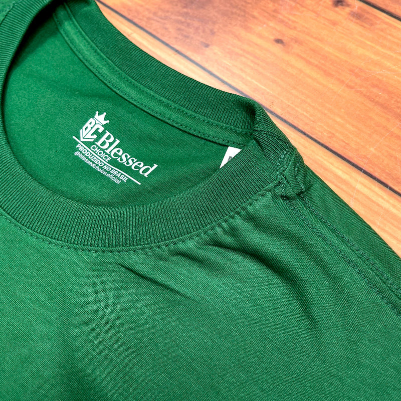 Camiseta Masculina Verde Fé & Amor Dourado