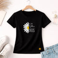 Camiseta Feminina  Preta Flor Eu Sou Filha De Deus 
