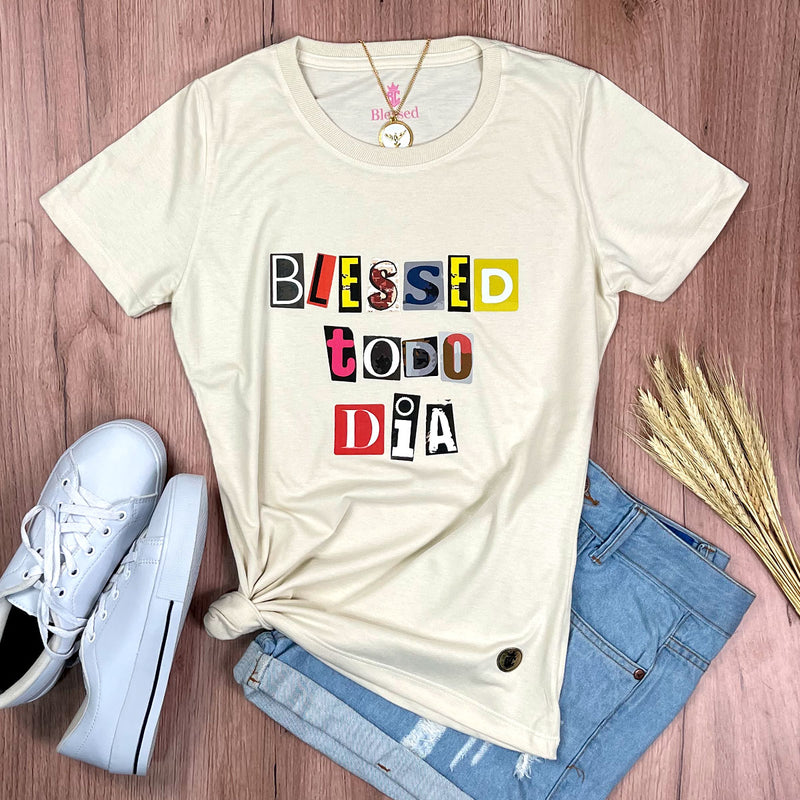 Camiseta Feminina Off White Blessed Todo Dia