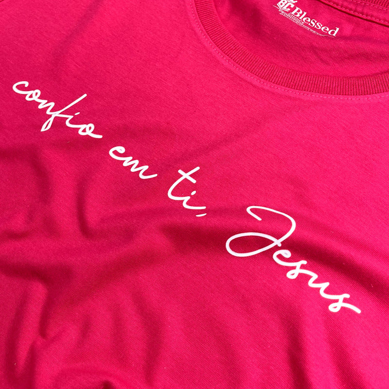 Camiseta Feminina Pink Confio Em Ti Jesus