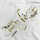 Camiseta Masculina Branca Quem Planta Fé Dourado