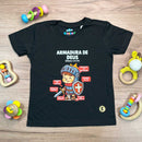 T-Shirt Infantil Preta Armadura De Deus