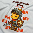 T-Shirt Infantil Branca Armadura De Deus