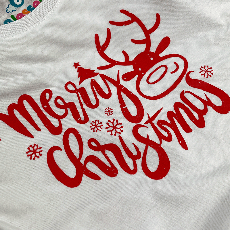 T-Shirt Infantil Branca Merry Christmas Alce