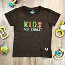 T-Shirt Infantil Marrom Aplique Kids For Christ